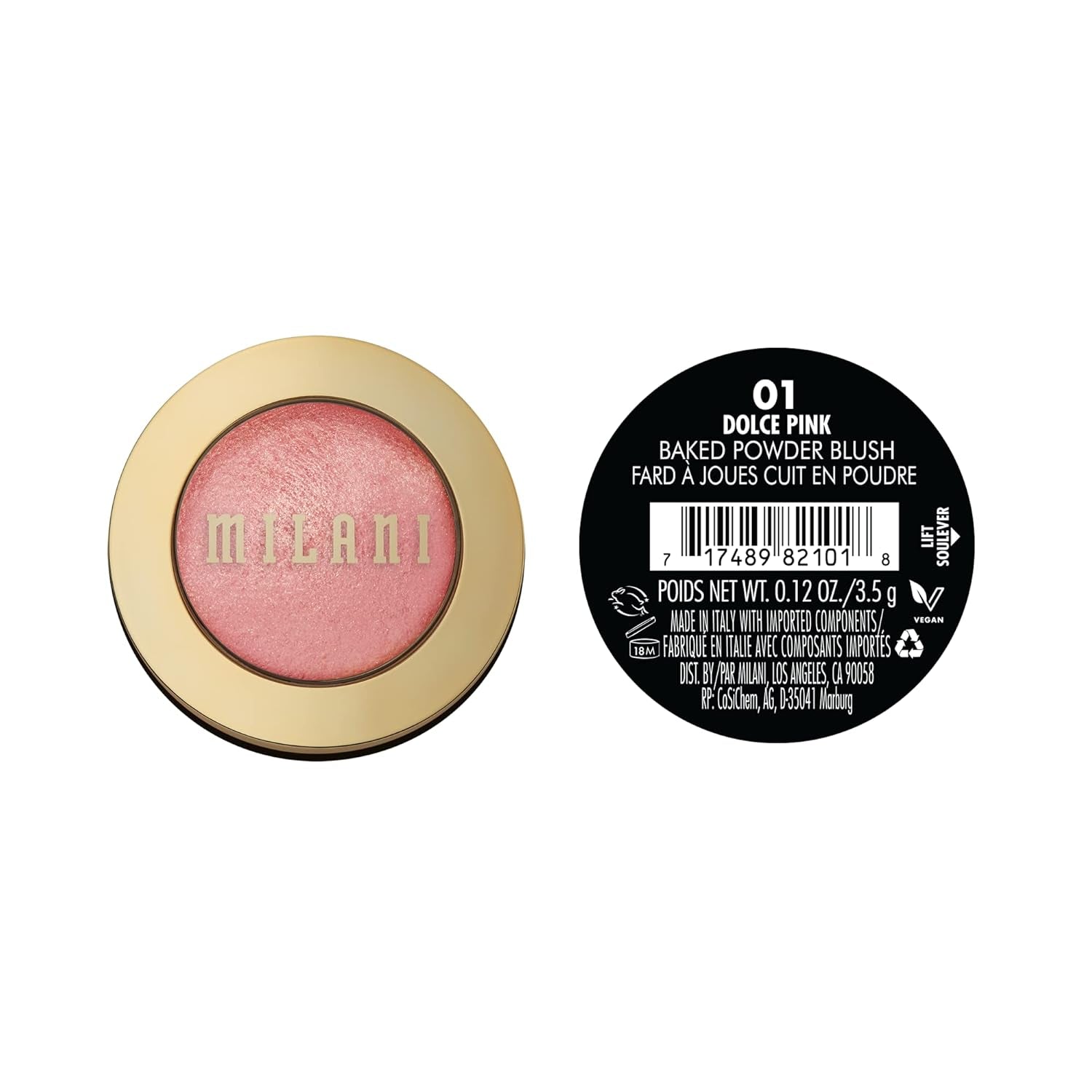 Milani Baked Blush - Dolce Pink (0.12 Ounce) Cruelty-Free Powder Blush - Shape, Contour & Highlight Face for a Shimmery or Matte Finish