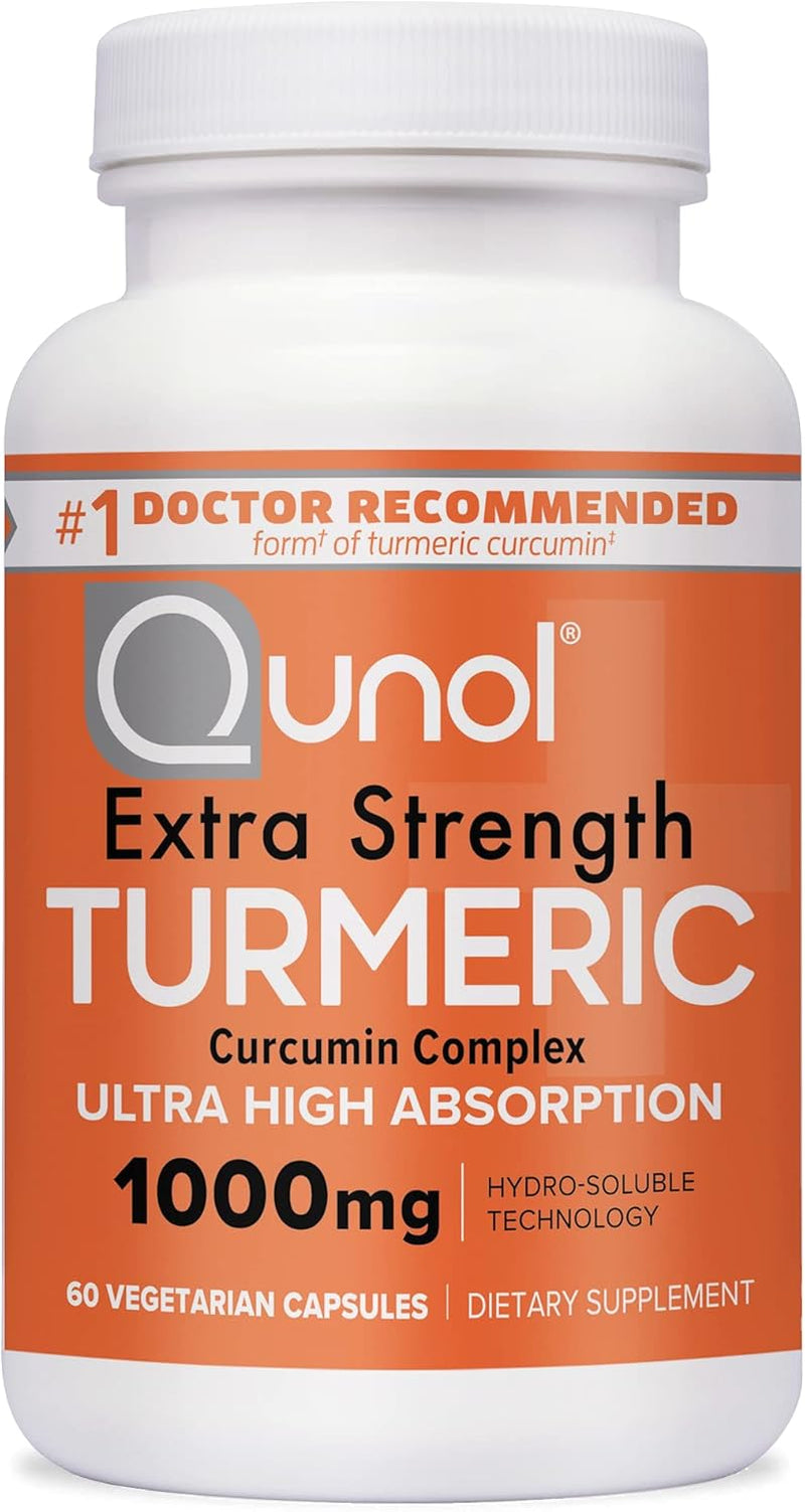Qunol Turmeric Curcumin Supplement, Turmeric 1000Mg with Ultra High Absorption, Joint Support Supplement, Extra Strength Turmeric Capsules, 2 Month Supply, 120 Count (Pack of 1)