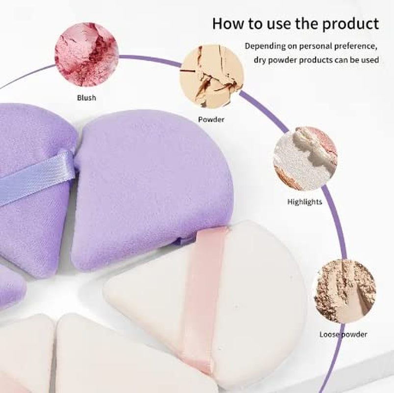 12 Pieces Triangle Powder Puff Set for Face, Soft Makeup Sponge for Loose Powder and Body Powder Cosmetic Foundation, Setting Powder Puff for Women