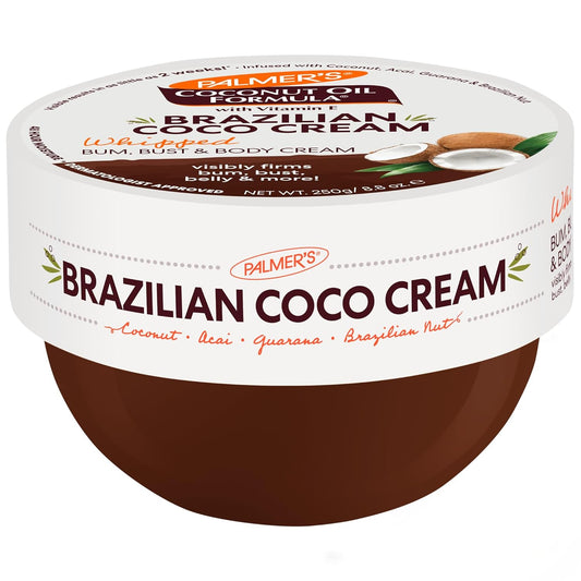 Palmer'S Coconut Oil Formula Brazilian Coco Cream with Vitamin E, 8.8 Fl Oz, Whipped Bum, Bust & Body Cream, Helps with Skin Tightening & Firming