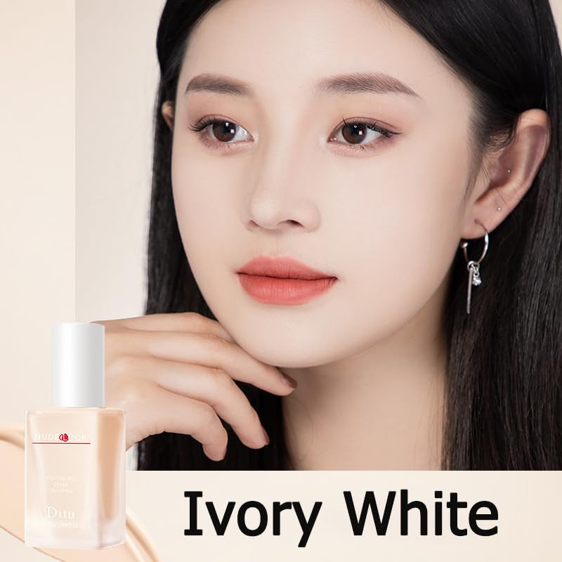 Flawless Soft Matte Liquid Foundation, Healthy Skin Liquid Makeup Foundation, Full Coverage Liquid Foundation Active Wear Makeup, up to 24 Hours Wear (Ivory White, L)