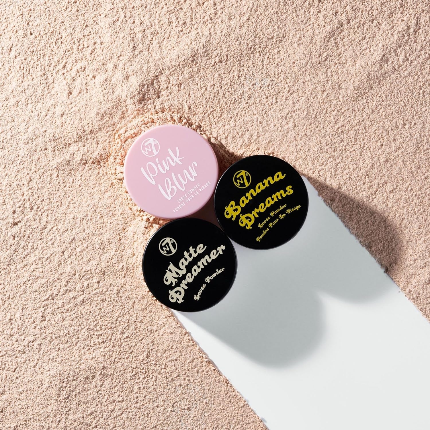 W7 Loose Face Powder Trio - 3 Piece Set - Banana, Nude & Pink Toned Powders - Ultra-Fine Setting Powder for Flawless Makeup