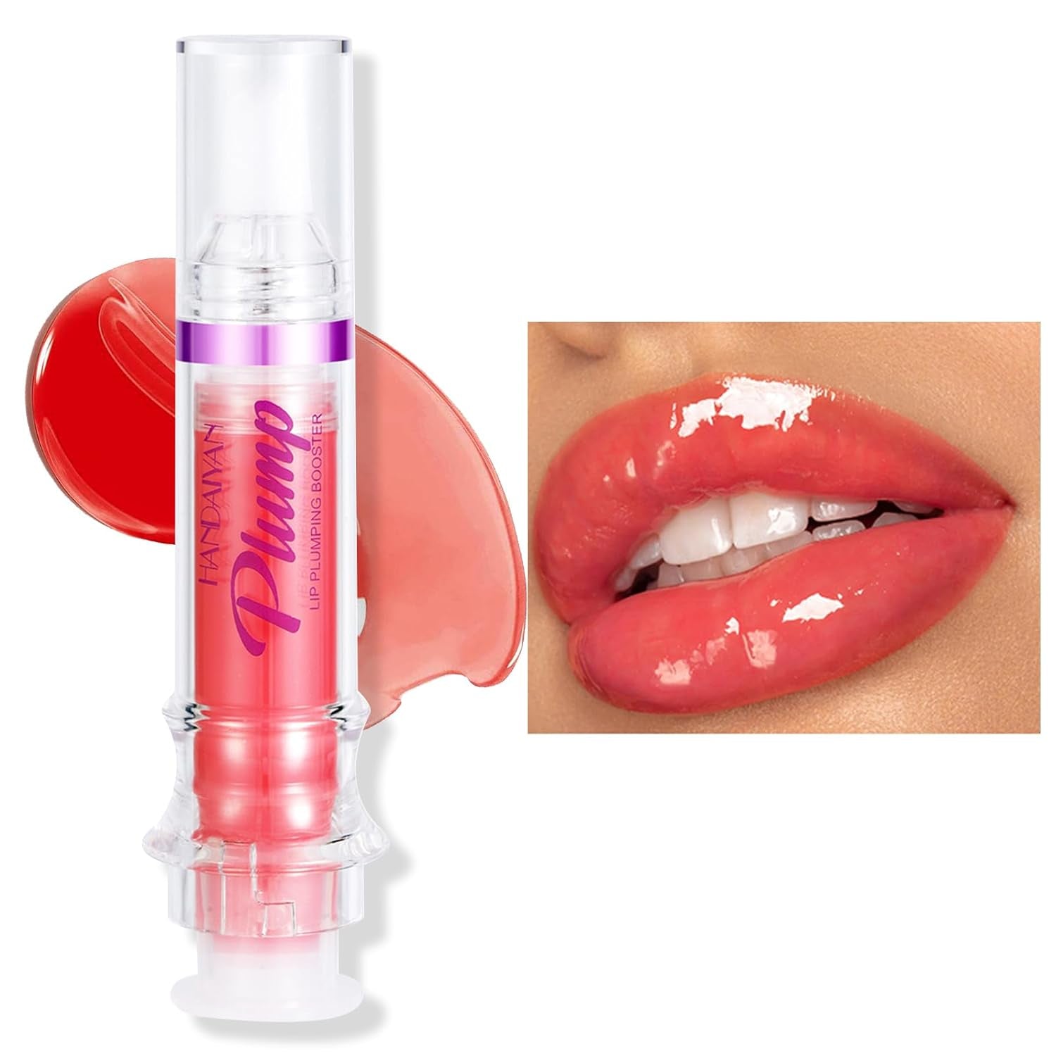 Erinde Lip Plumper Gloss, Natural Spicy Lip Plumping Booster Lip Plumping Oil, Ultra-Hydrating & Nourishing Plump and Pout Lip Plumper, Glossy Finish Fuller Lip Plumping Lip Gloss for Women Girls, 02#
