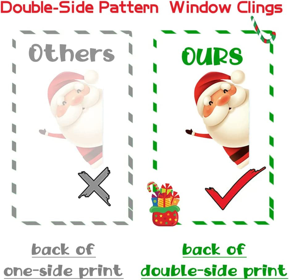 XIMISHOP 82PCS Christmas Snowflake Window Clings Stickers for Glass, Xmas Decals Decorations Holiday Snowflake Santa Claus Reindeer Decals for Party