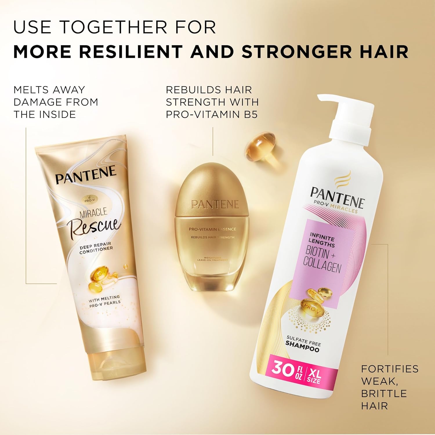 Pantene Miracle Rescue Deep Conditioner - Melting Pro-V Pearls for Dry, Damaged or Color-Treated Hair, Softens and Repairs, 8.0 Oz