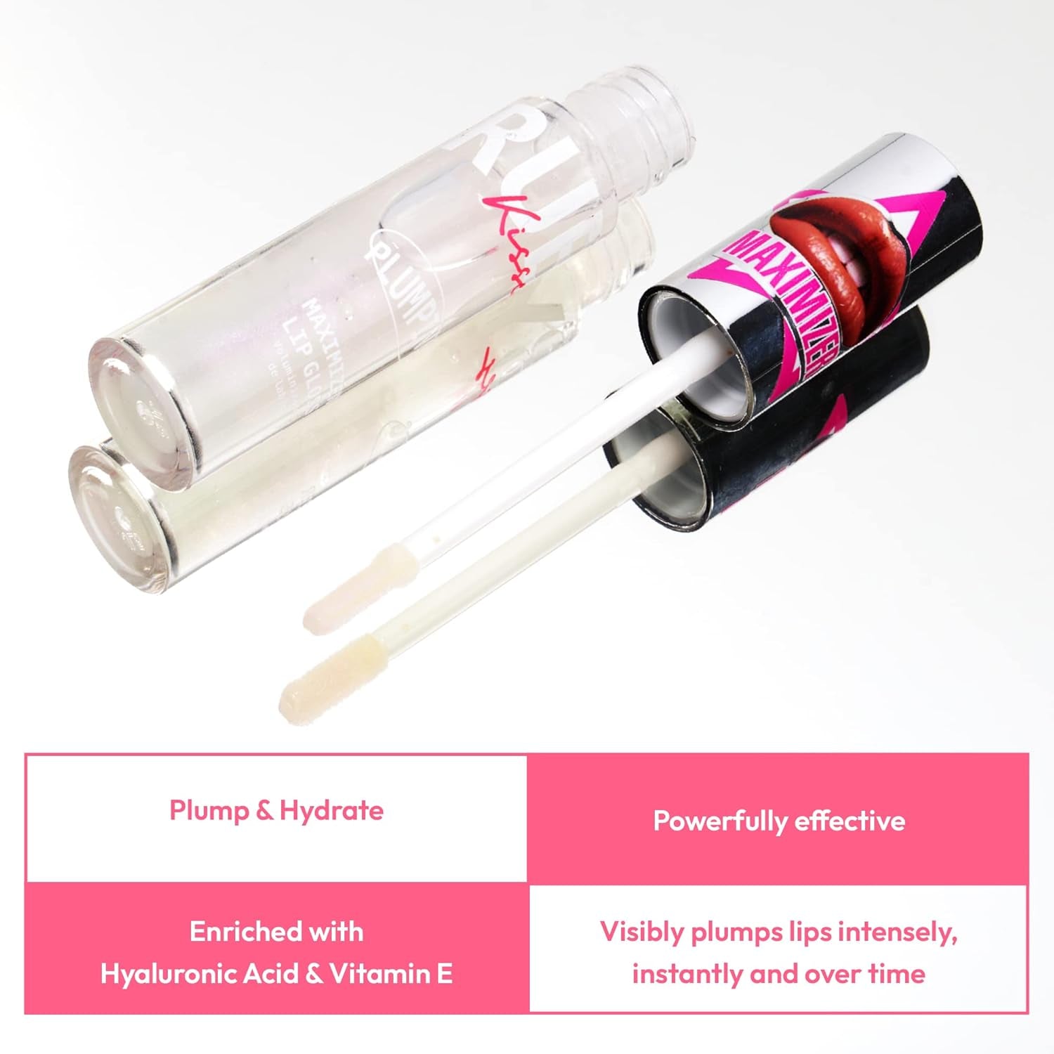 Ruby Kisses Plumping Lip Gloss – Hydrating, Voluminous, High-Shine, Cruelty-Free Lip Plumper, Smoothing, Instinct Lip Maximizer, 4 Colors, 0.15 FL Oz. (CLEAR)