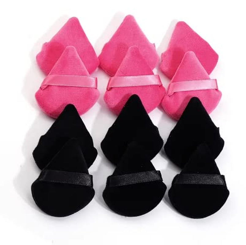 12 Pieces Triangle Powder Puff Set for Face, Soft Makeup Sponge for Loose Powder and Body Powder Cosmetic Foundation, Setting Powder Puff for Women