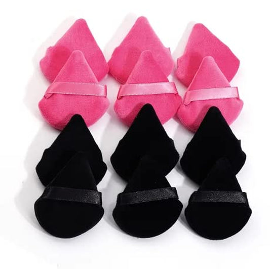 12 Pieces Triangle Powder Puff Set for Face, Soft Makeup Sponge for Loose Powder and Body Powder Cosmetic Foundation, Setting Powder Puff for Women