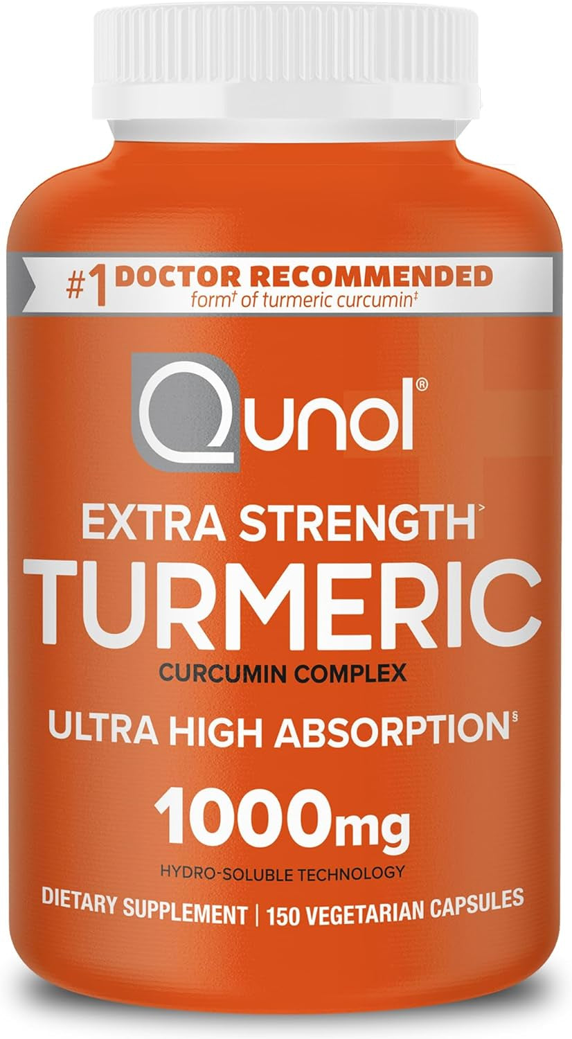 Qunol Turmeric Curcumin Supplement, Turmeric 1000Mg with Ultra High Absorption, Joint Support Supplement, Extra Strength Turmeric Capsules, 2 Month Supply, 120 Count (Pack of 1)