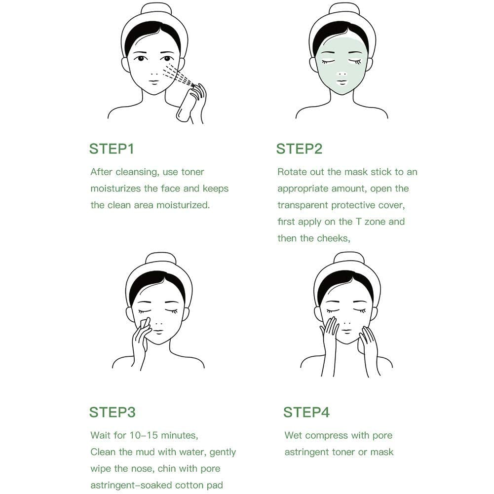 Green Tea Purifying Clay Clean Face Mask, Cleansing Mask Mud Mask for Men and Women, Moisturizing Oil Control Shrink Remove Blackheads, Shrink Pores, Improve Skin Tone (1, Green, 1PCS)
