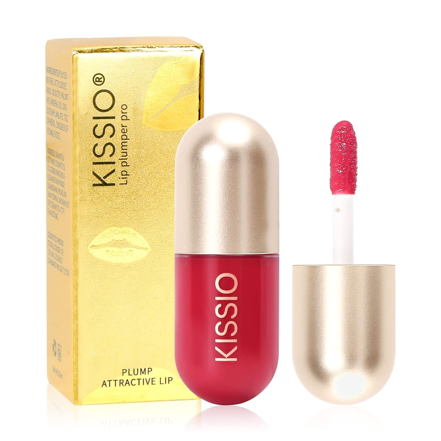 KISSIO Lip Plumper,Natural Lip Plumper for Day Use,Lip Plumping Gloss Make Lips Fuller and Moisturizing 5.5Ml,Lip Mask,Hydrating & Reduce Fine Lines,Beautiful Fuller