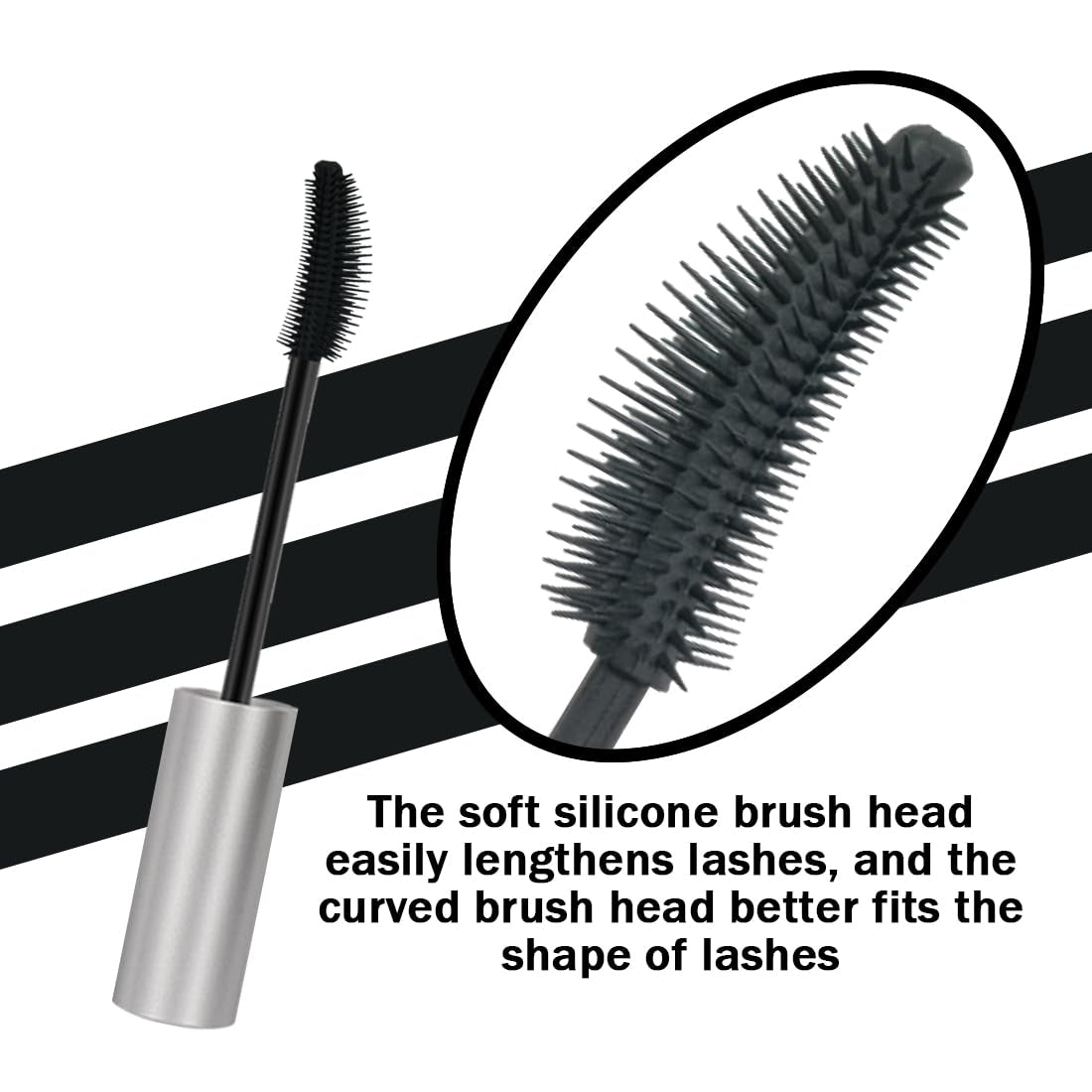 3 Different Silk Fiber Mascara,With Eyebrow Pencil,Eyebrow Brush Natural Waterproof Smudge-Proof,All Day Exquisitely Long, Smudge-Proof Eyelashes (Brown, Black)
