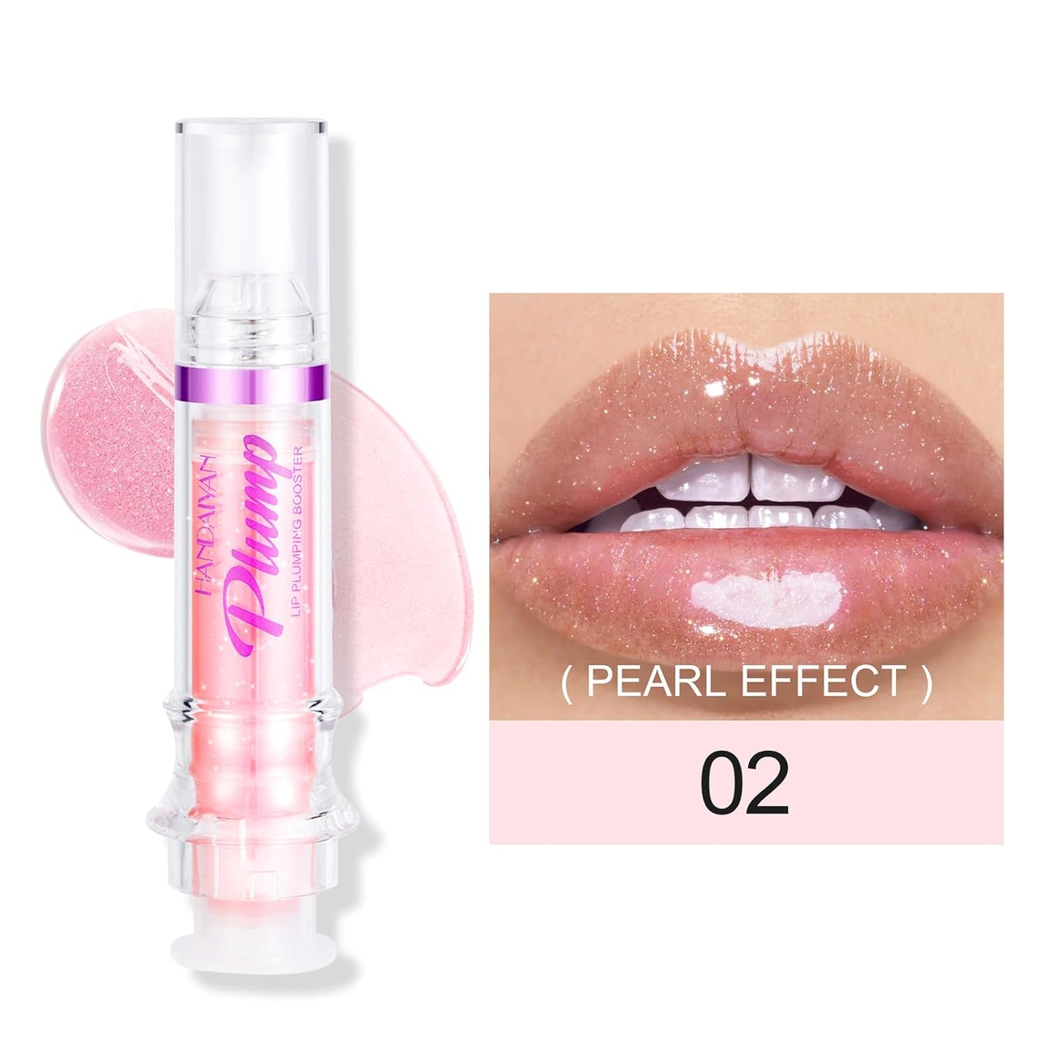 Erinde Lip Plumper Gloss, Natural Spicy Lip Plumping Booster Lip Plumping Oil, Ultra-Hydrating & Nourishing Plump and Pout Lip Plumper, Glossy Finish Fuller Lip Plumping Lip Gloss for Women Girls, 02#