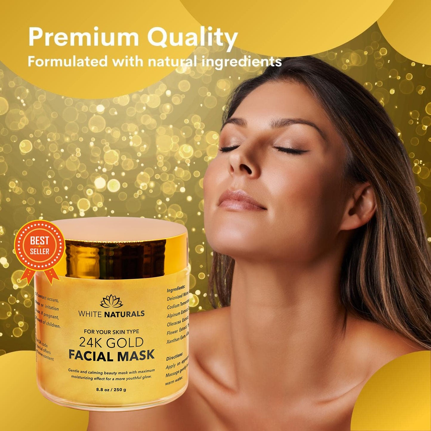 One Day Sale 24K Gold Facial Mask, Anti-Aging Gold Face Mask for Flawless & Moisturizes Skin, Helps Reduces Wrinkles, Fine Lines & Acne Scars, Removes Blackheads, Dirt & Oils
