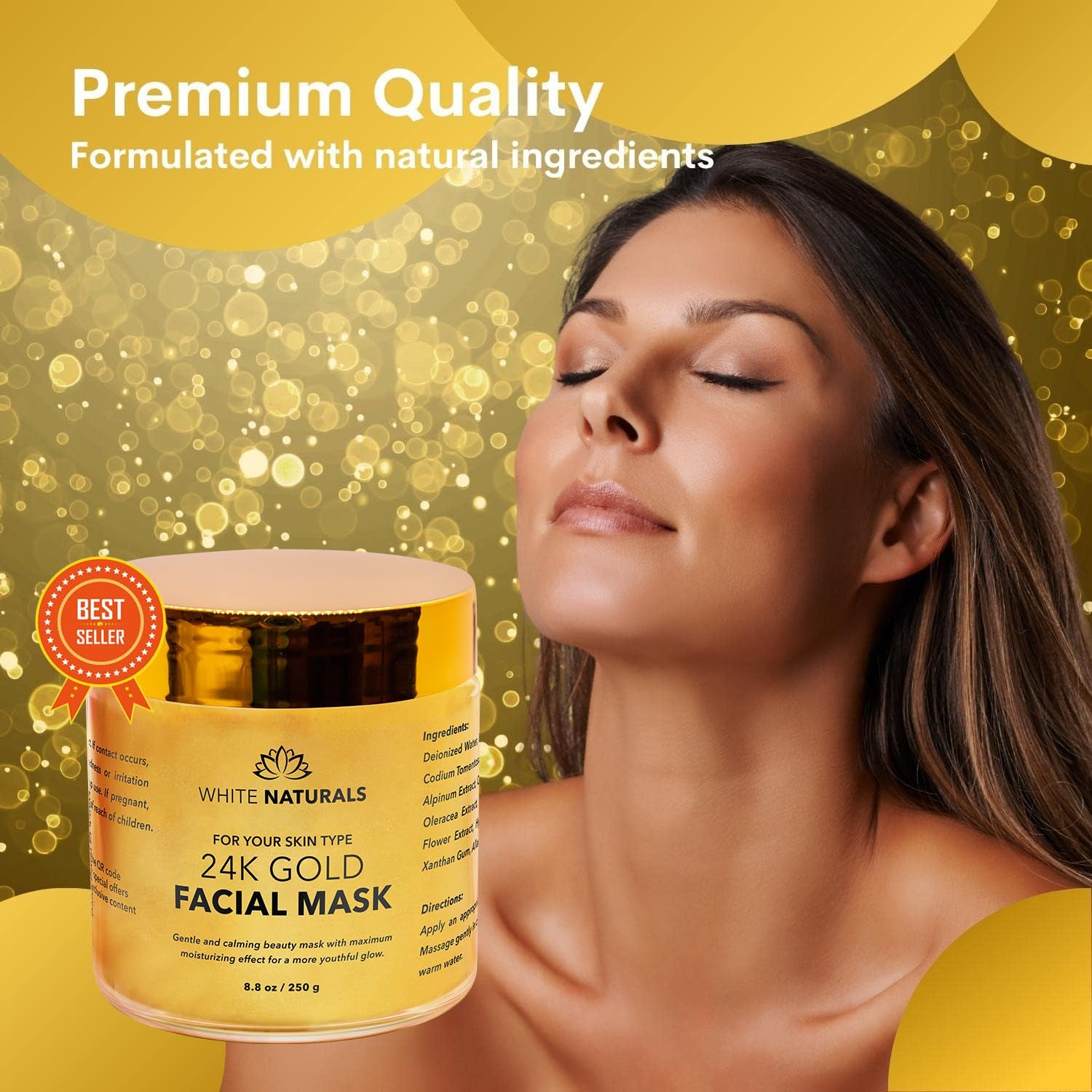 One Day Sale 24K Gold Facial Mask, Anti-Aging Gold Face Mask for Flawless & Moisturizes Skin, Helps Reduces Wrinkles, Fine Lines & Acne Scars, Removes Blackheads, Dirt & Oils