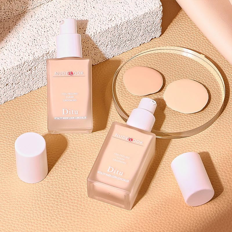 Flawless Soft Matte Liquid Foundation, Healthy Skin Liquid Makeup Foundation, Full Coverage Liquid Foundation Active Wear Makeup, up to 24 Hours Wear (Ivory White, L)