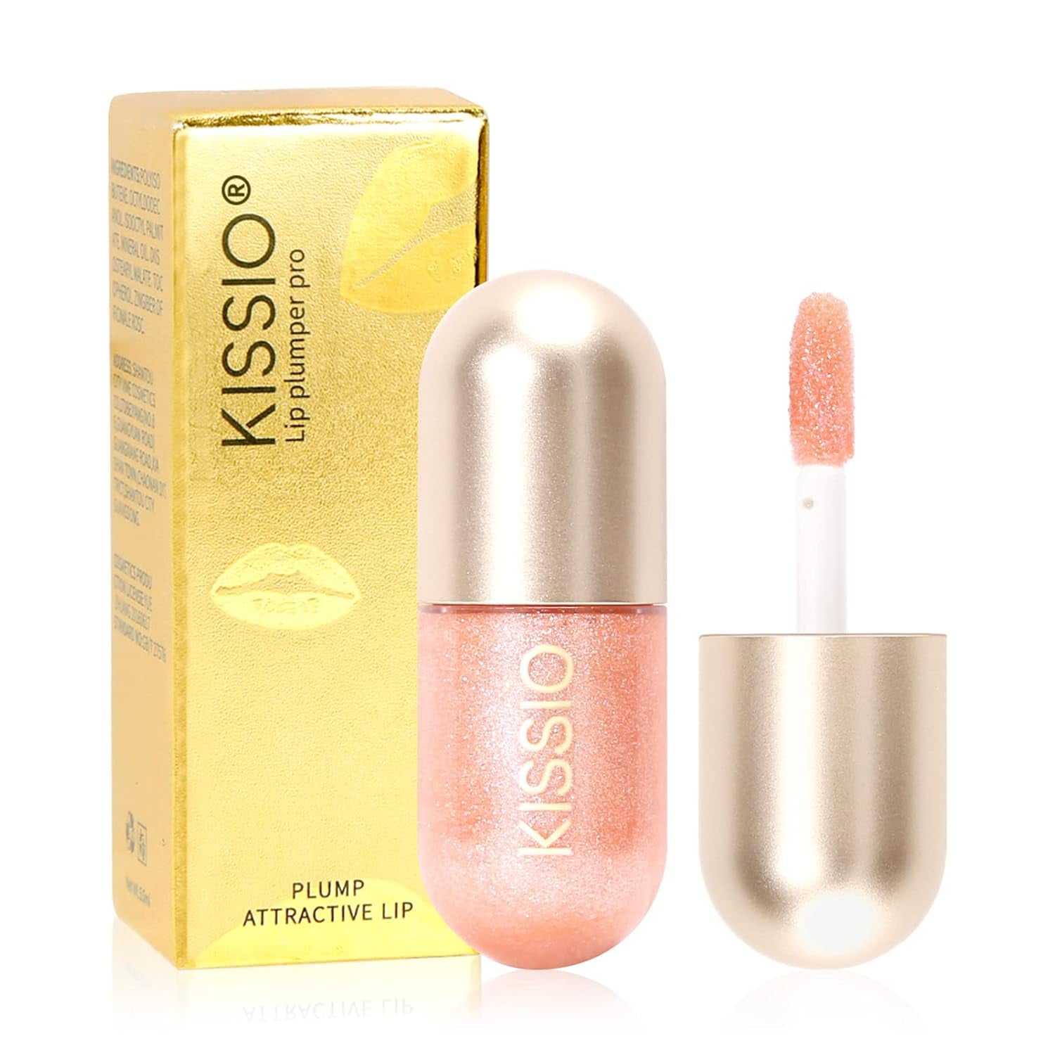 KISSIO Lip Plumper,Natural Lip Plumper for Day Use,Lip Plumping Gloss Make Lips Fuller and Moisturizing 5.5Ml,Lip Mask,Hydrating & Reduce Fine Lines,Beautiful Fuller