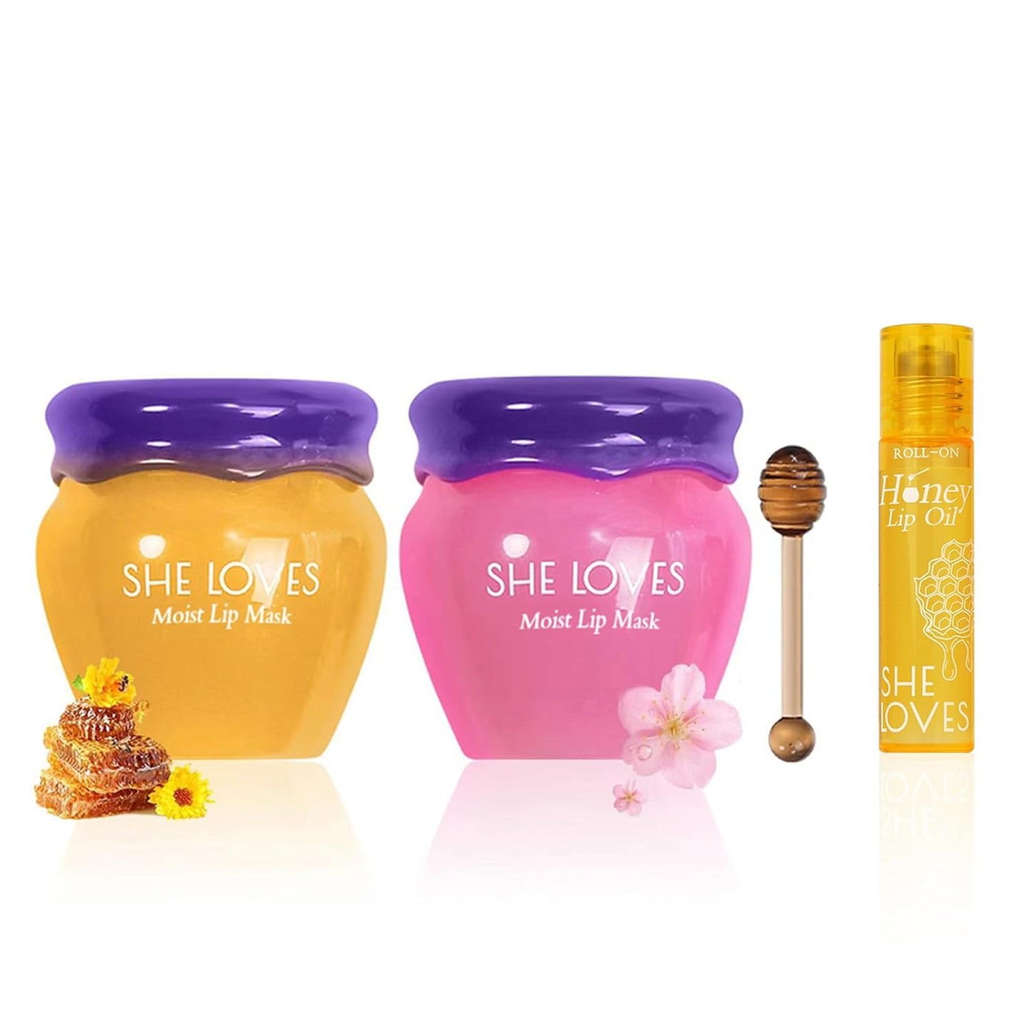 2PCS Lip Mask Overnight, Honey&Sakura Day and Night Repair Sleeping Lip Balm, Fade Lip Lines Bee Balm, Hydrating &Prevention Dry and Crack Lip Scrubs Exfoliator