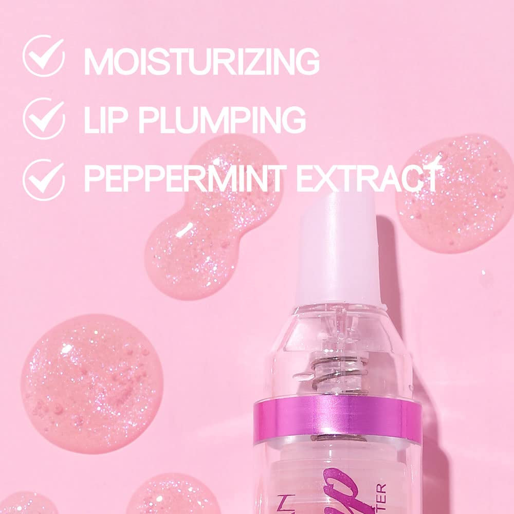 Plumping Lip Oil with Chili Extract - Fuller Lips Instantly! Ultra-Hydrating & Nourishing, Glossy Finish Lip Glow Oil, Lip Plumping Booster Plump, Smooth, and Define Your Lips Naturally (01 Pink)