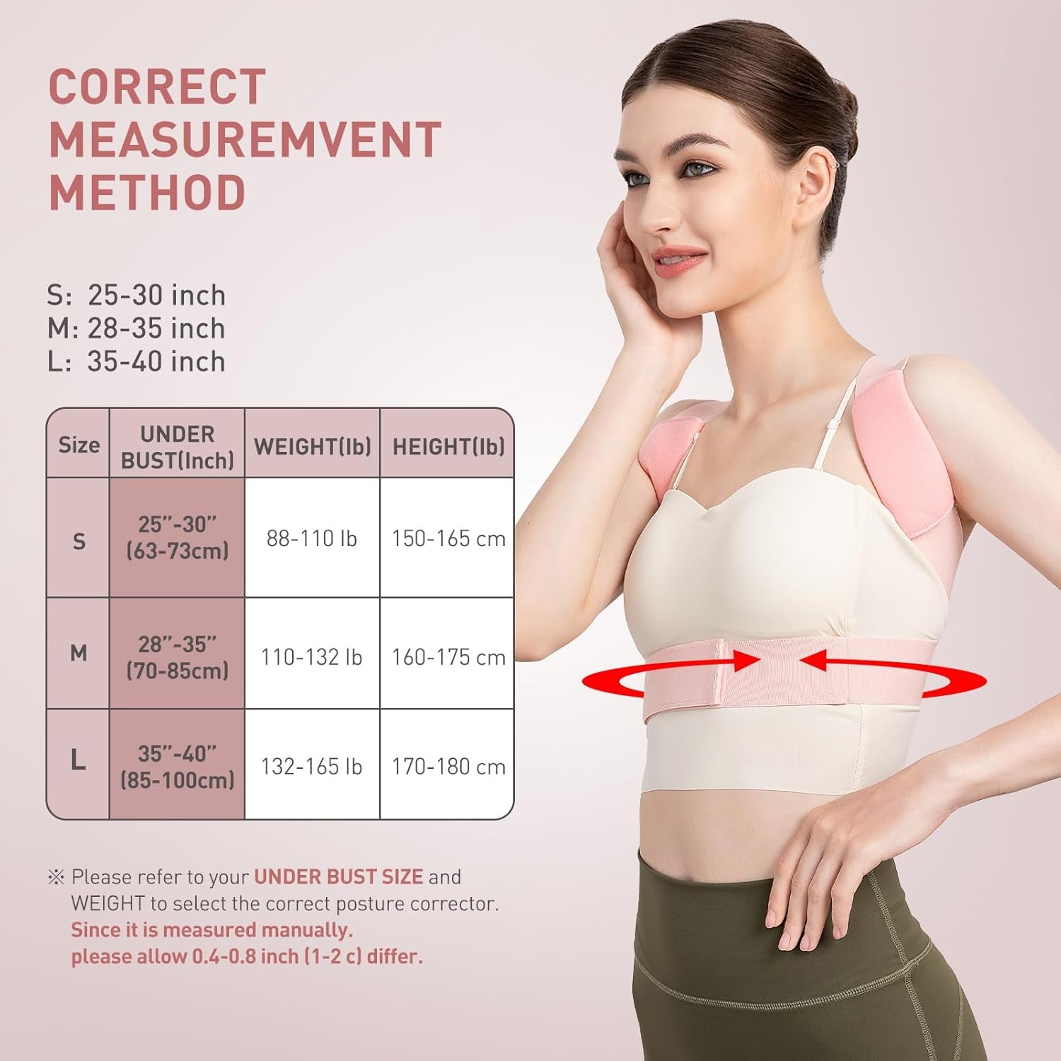 Updated Posture Corrector for Men and Women,Adjustable Upper Back Brace for Clavicle Support and Providing Neck Shoulder Upright Straightener Comfortable (Pink) (S 25-30 Inch)