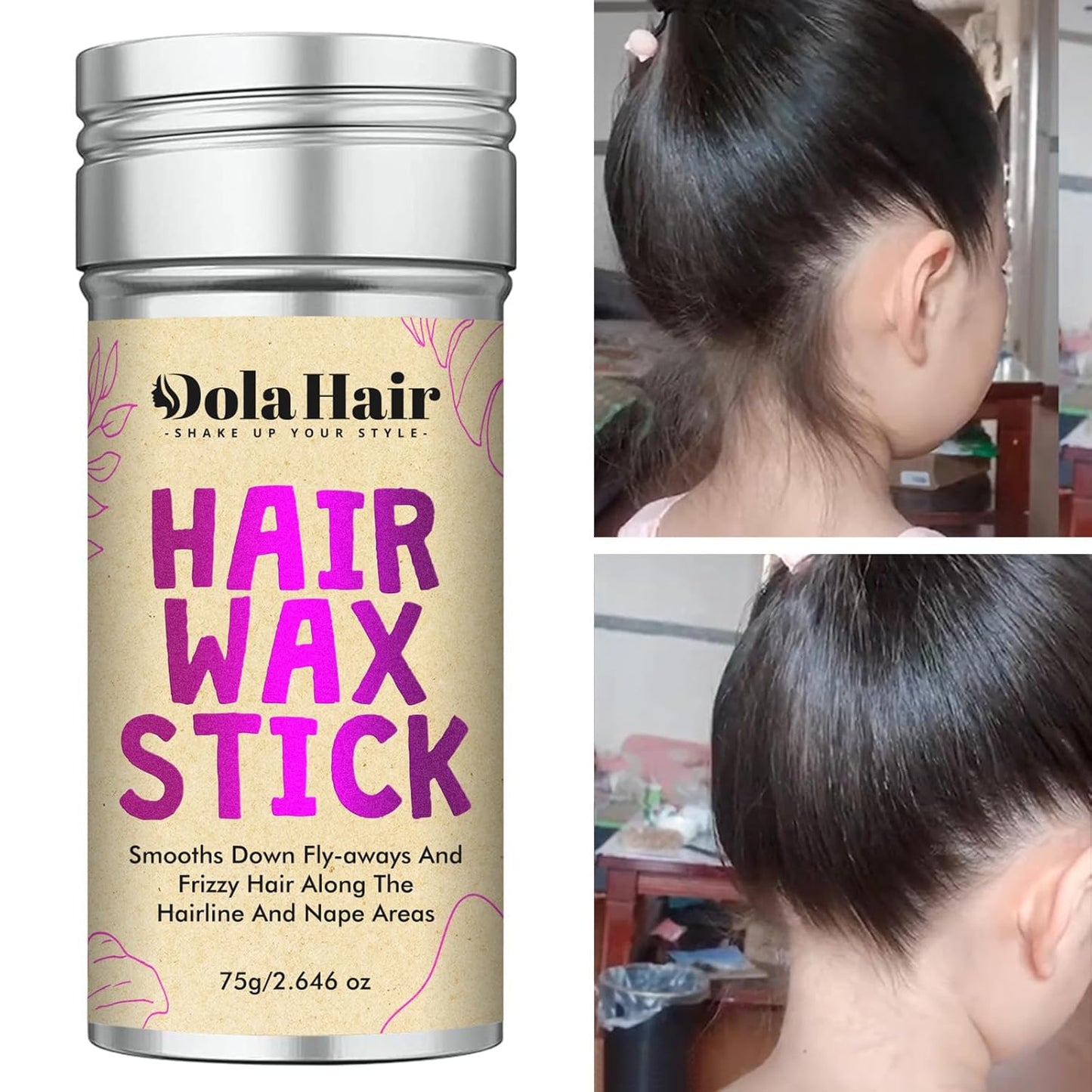 Dolahair Hair Wax Stick - Flyaway Control and Styling Pomade for Kids, Women, and Men - Hair Bun Maker and Accessorie (1 Pack of Wax)