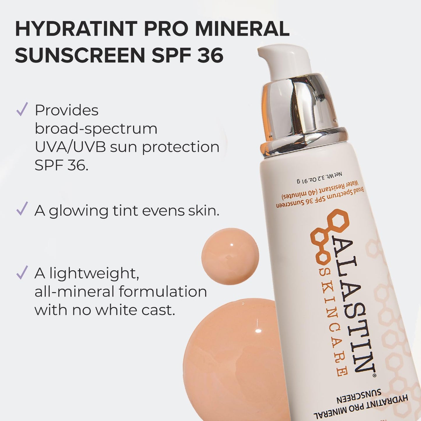 ALASTIN Skincare Hydratint Pro Mineral Sunscreen SPF 36 (3.2 Oz) | 2-In-1 Tinted Daily Sunblock | Fragrance-Free, Water Resistant