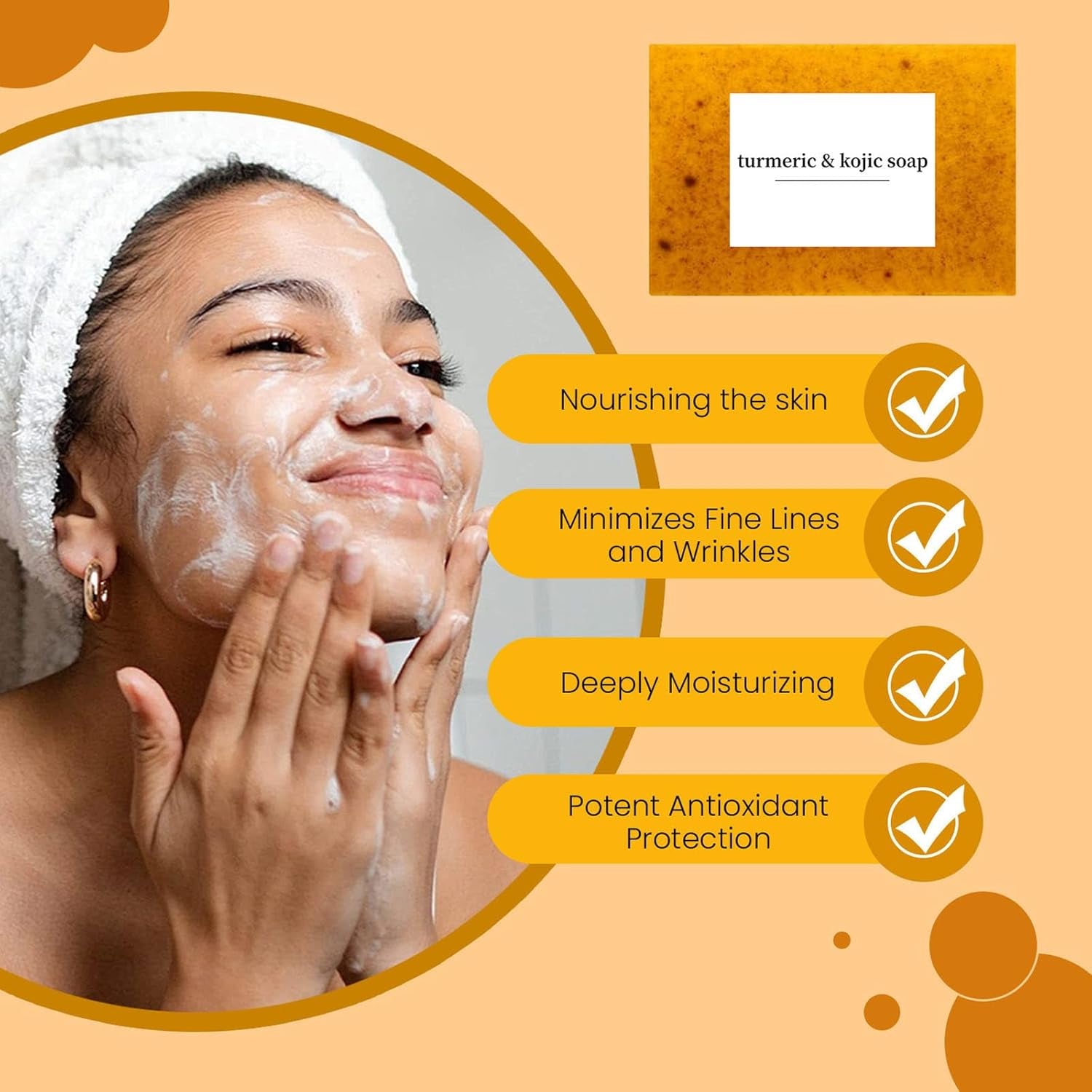 3PCS Honey Glow Lemon Turmeric Soap for Face and Body, Natural Turmeric Handmade Soap for All Skin Types