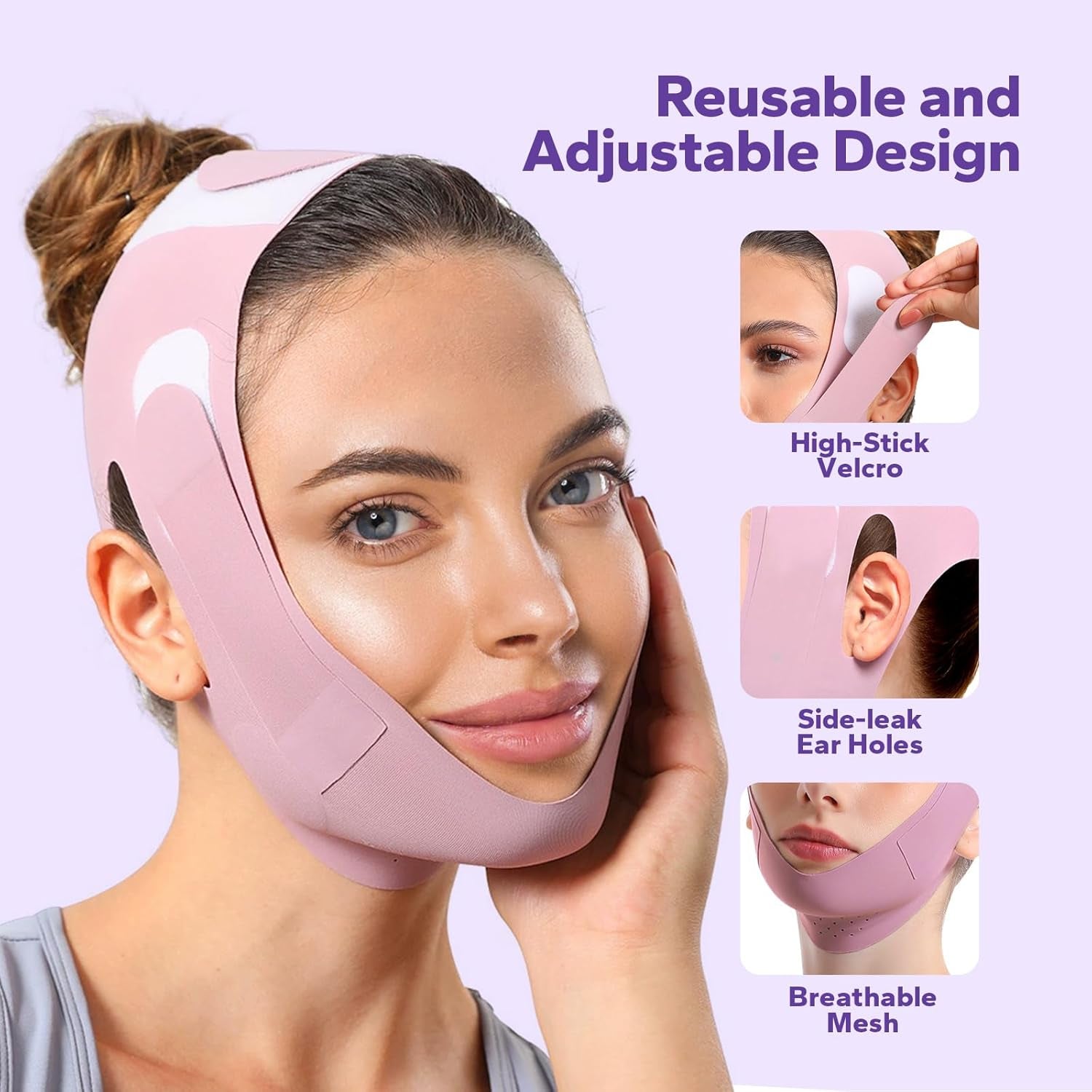 V-Line Lifting Chinstrap, V-Line Mask, Chinstrap for Sleeping, Reusable Face Strap, Chin up Patch, V-Shaped Belt, Shaped Face Mask for Sagging