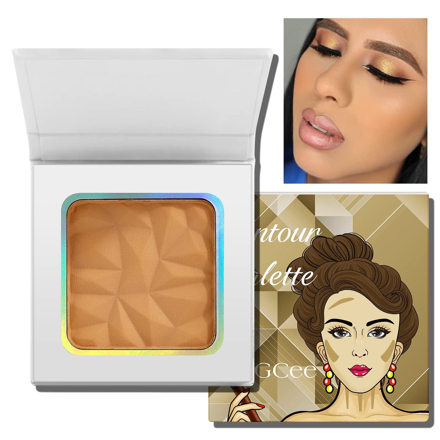 Matte White Highlight Contour Palette Bright,Mini Professional Matte Contouring Makeup Pallet for Face,Long Lasting Smooth Powder for Face,Convenient,Cruelty-Free & Vegan