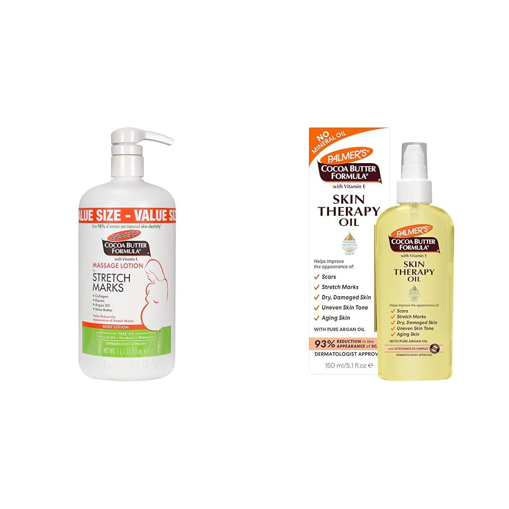 Palmer'S Cocoa Butter Formula Massage Lotion for Stretch Marks, Pregnancy Skin Care, Belly Cream with Collagen, Elastin, Argan Oil and Shea Butter, 8.5 Ounces