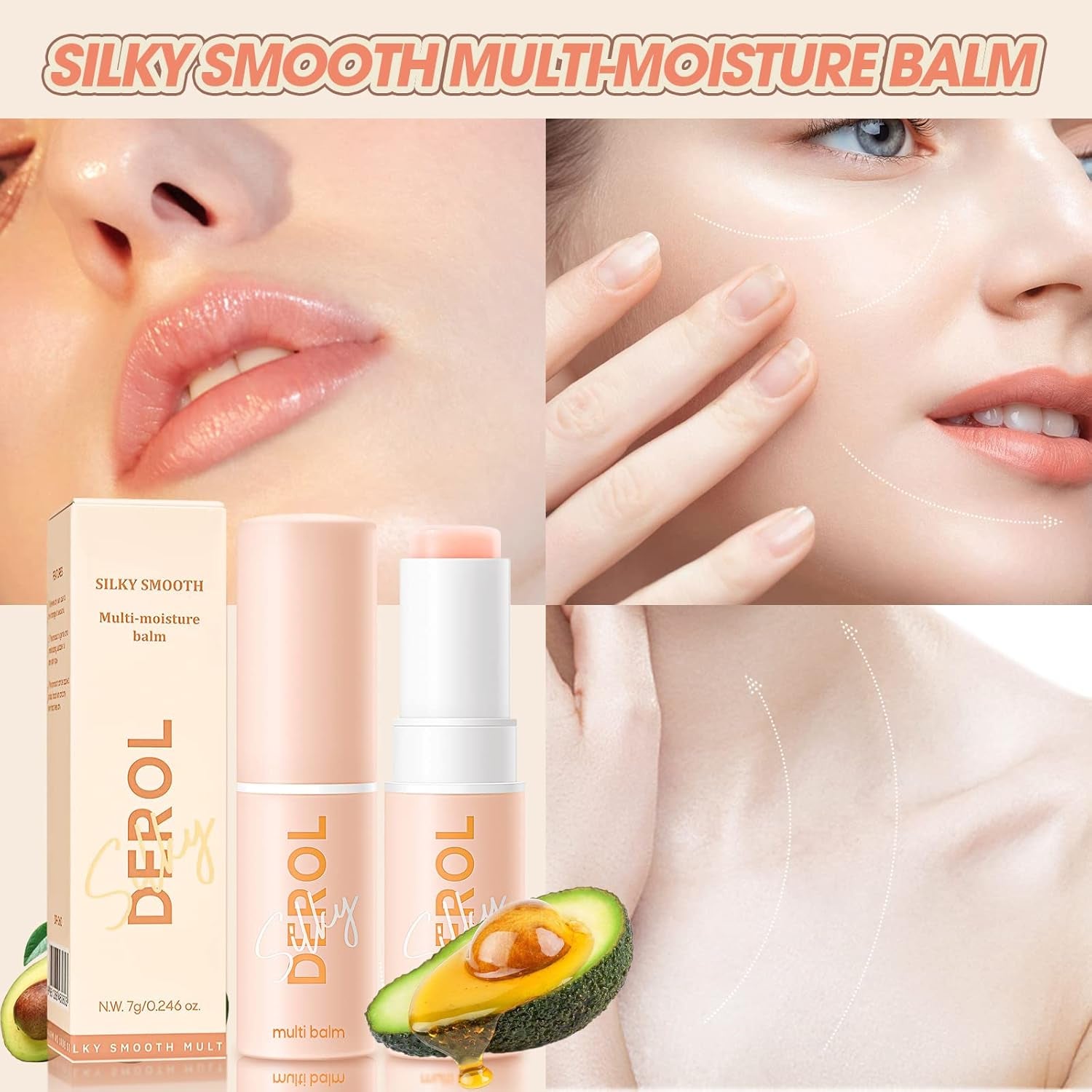 2PCS Wrinkle Repair Moisturizing Multi Balm Stick, Anti-Wrinkle Face Balm Eye Balm Body Hydrating Face Moisturizer, Wrinkle Balm Stick Face Skin Collagen Moisturizer for Dry Skin (7G/0.246 Oz)