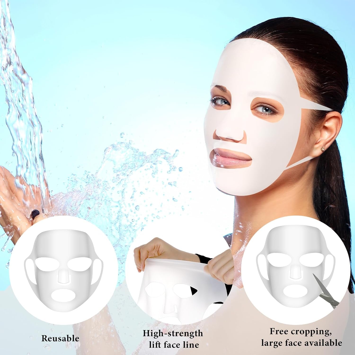 2 Sheets Silicone Face Mask Cover, Reusable Anti-Wrinkle Face Mask Holder Moisturizing 3D Facial Mask Cover Prevent Evaporation Falling Skincare Beauty Spa (Transparent+ Pink)