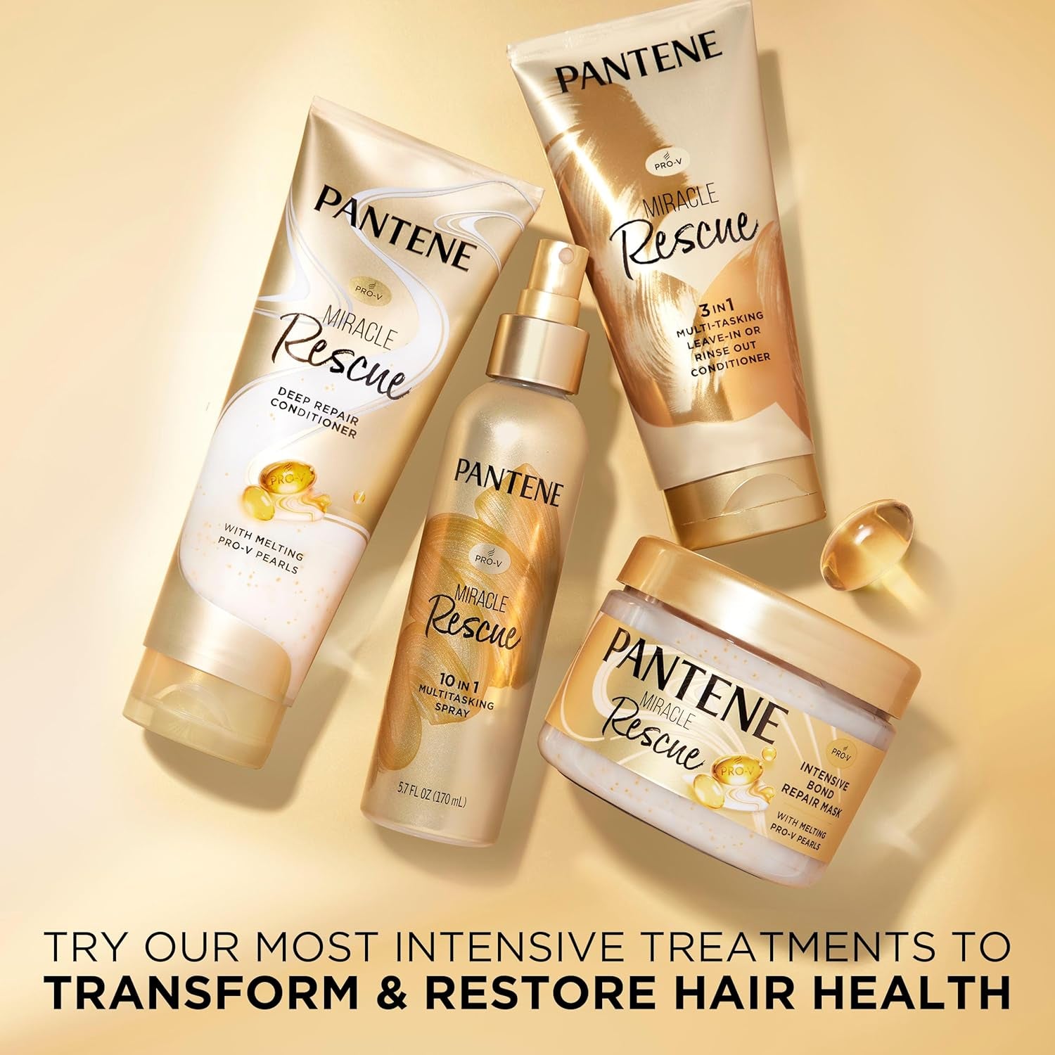 Pantene Miracle Rescue Deep Conditioner - Melting Pro-V Pearls for Dry, Damaged or Color-Treated Hair, Softens and Repairs, 8.0 Oz