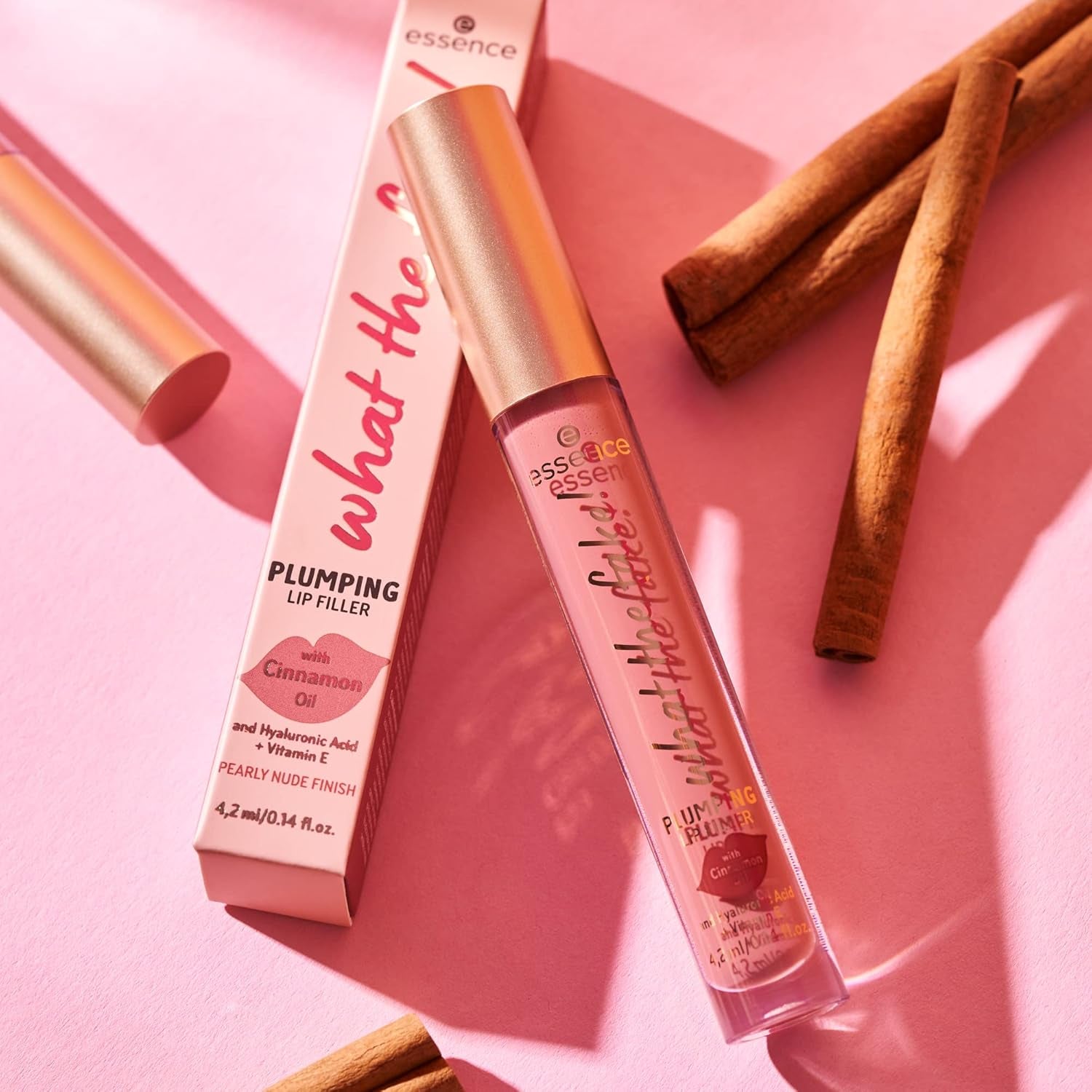 Essence | What the Fake! Plumping Lip Filler | Volumizing Lip Gloss Made with Hyaluronic Acid and Vitamin E | Vegan & Cruelty Free, Gluten Free | Free from Fragrance & Parabens (02 | Oh My Nude!)