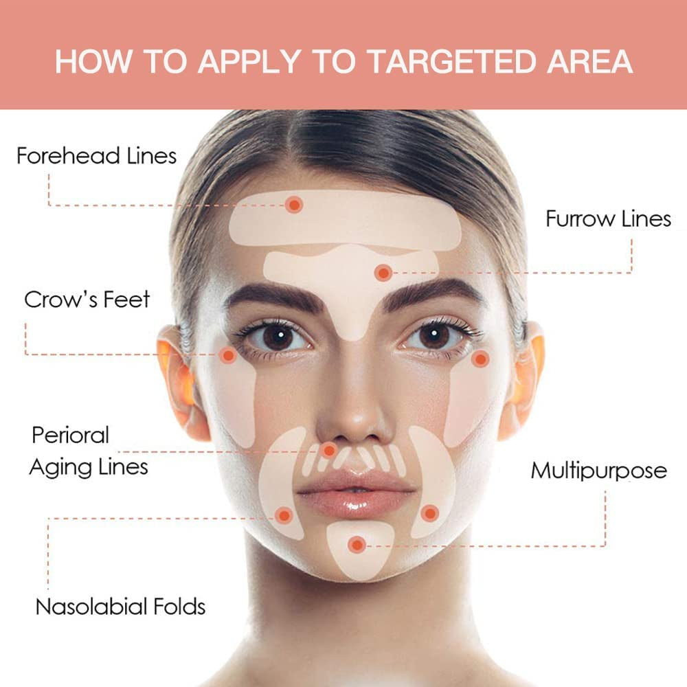 Facial Wrinkle Smoothing Patches, anti Wrinkle Face Strips, Set of 256Pcs Reusable Face Tape for Reducing Forehead Eye and around Mouth & Upper Lip Wrinkles, All in One Wrinkle Treatment