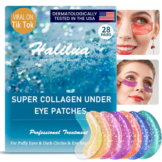 Miniling 28 Pairs Collagen Eye Masks, Reduce Wrinkles under Eye Patches for Puffy Eyes, Dark Circles, Eye Bags, Natural Collagen Eye Gels Pads Face Moisturizer for Women Men
