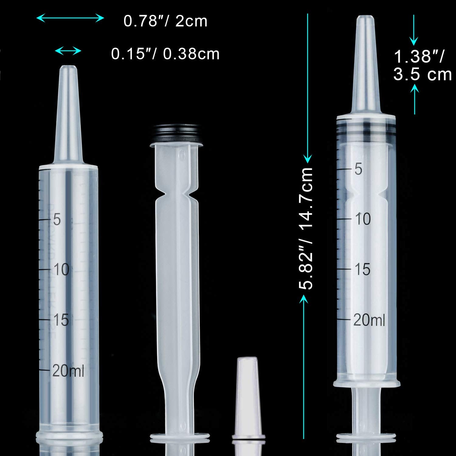 4 Pack 20Ml Syringes for Lip Gloss Making Supplies Liquid TKP Lipgloss Base Flavoring Oil Oral Medicine Injection Feeding- with Tip Cap and Pipettes
