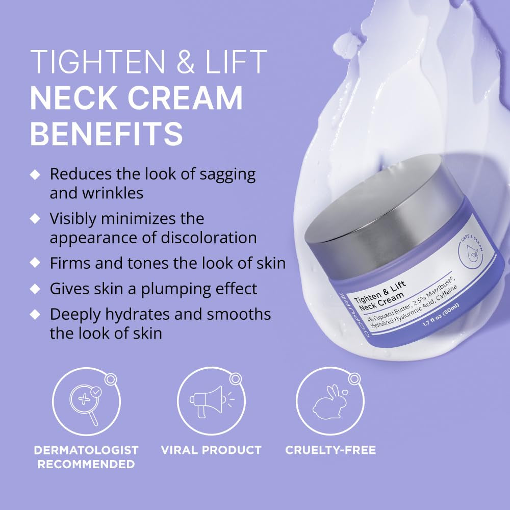 Gopure Neck Firming Cream - Anti-Aging Neck Cream for Tightening and Wrinkles for an Even Skin Tone and Neck Lift - with Pro-Active Firming Complex, 1.7 Oz