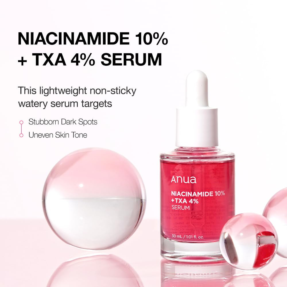 Anua 10% Niacinamide+ 4% Tranexamic Acid Serum, Ceramide, Hyaluronic Acid, Vitamin B12 Natural Color, for Sensitive Skin, Korean Glass Skin, Fragrance-Free (30Ml /1.01 Fl.Oz.)