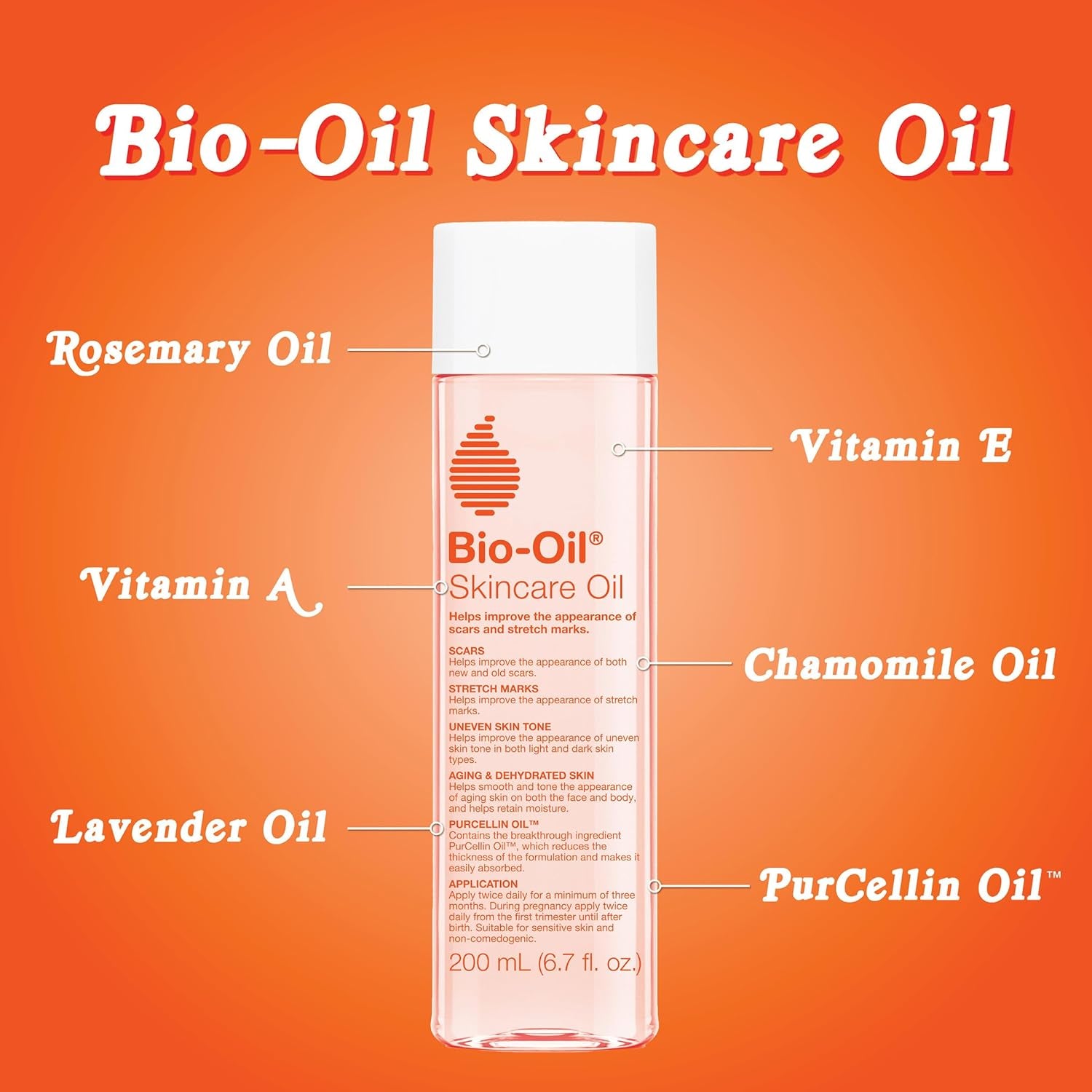 Bio-Oil Skincare Body Oil, Vitamin E Serum for Scars & Stretchmarks, Dermatologist Recommended, All Skin Types, 6.7 Oz