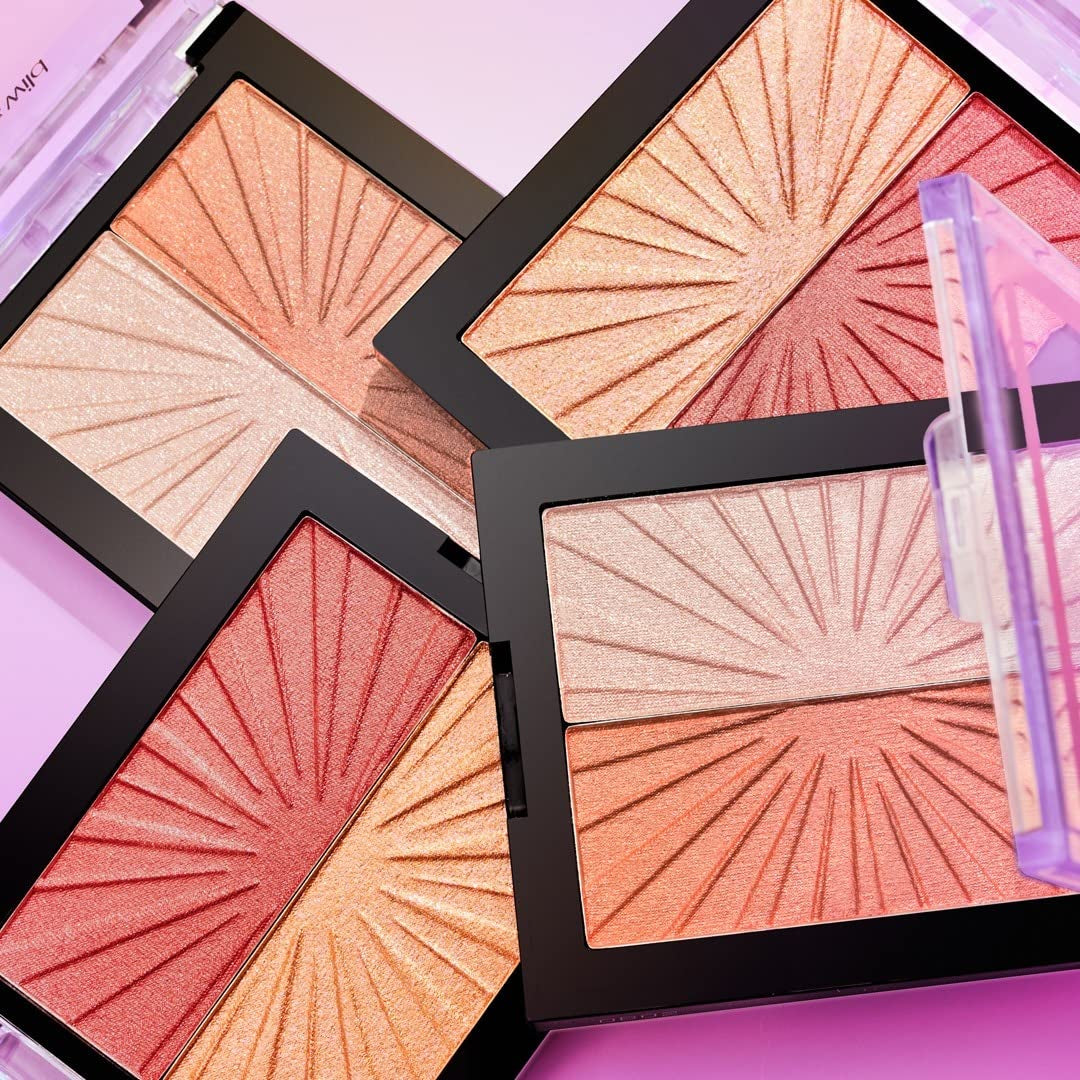 Wet N Wild Megaglo Blushlighter, Blendable Blush & Highlighter Set, Shimmery Metallic Finish, Flash Me