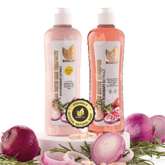 Onion Biotin and Rosemary Shampoo & Treatment for Stronger, Thicker and Longer Strands - Soft Shine, Anti-Hair Loss and Thinning, Growth Formula, Paraben and Silicone Free