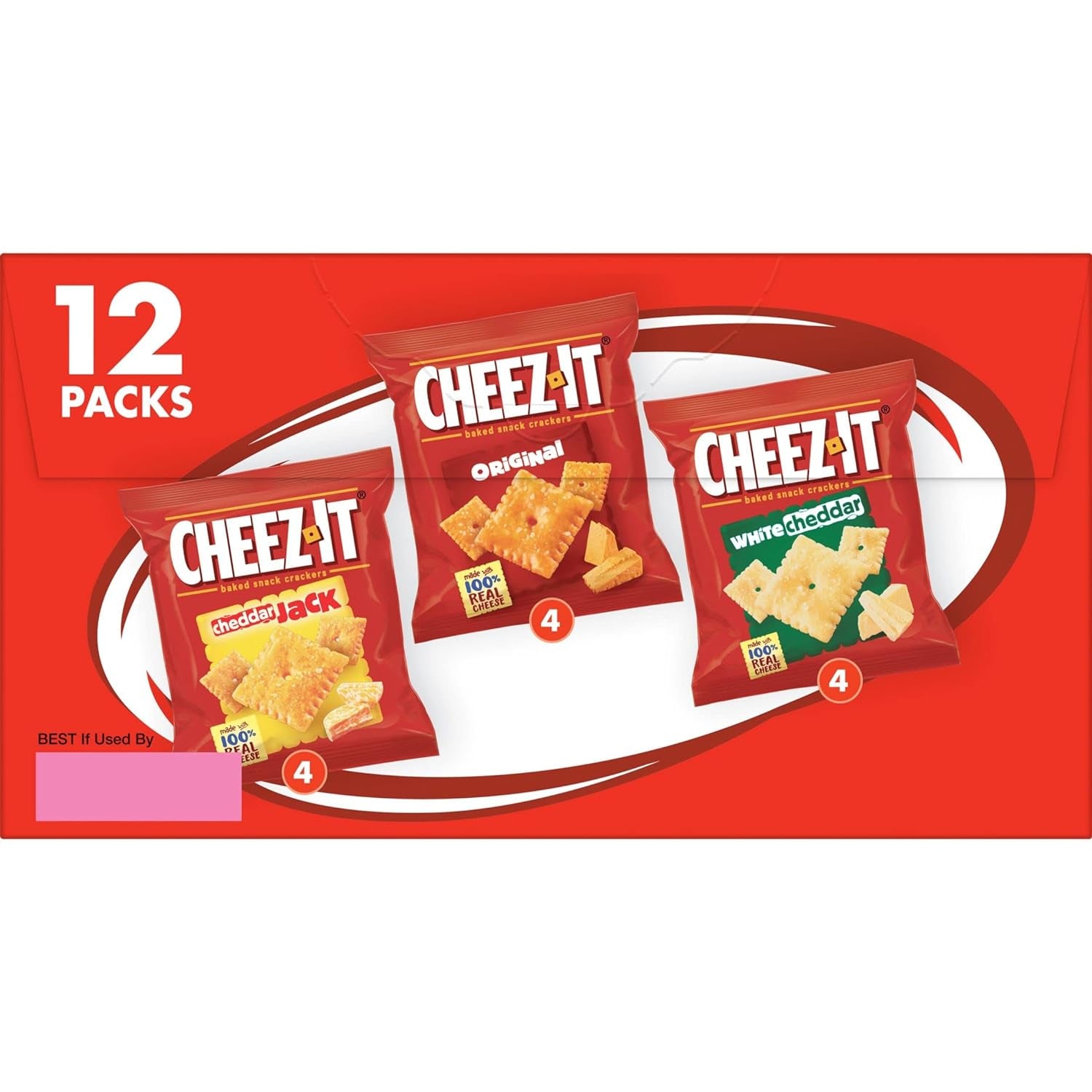 Cheez-It Cheese Crackers, Baked Snack Crackers, Lunch Snacks, Variety Pack, 12.1Oz Box (12 Packs)