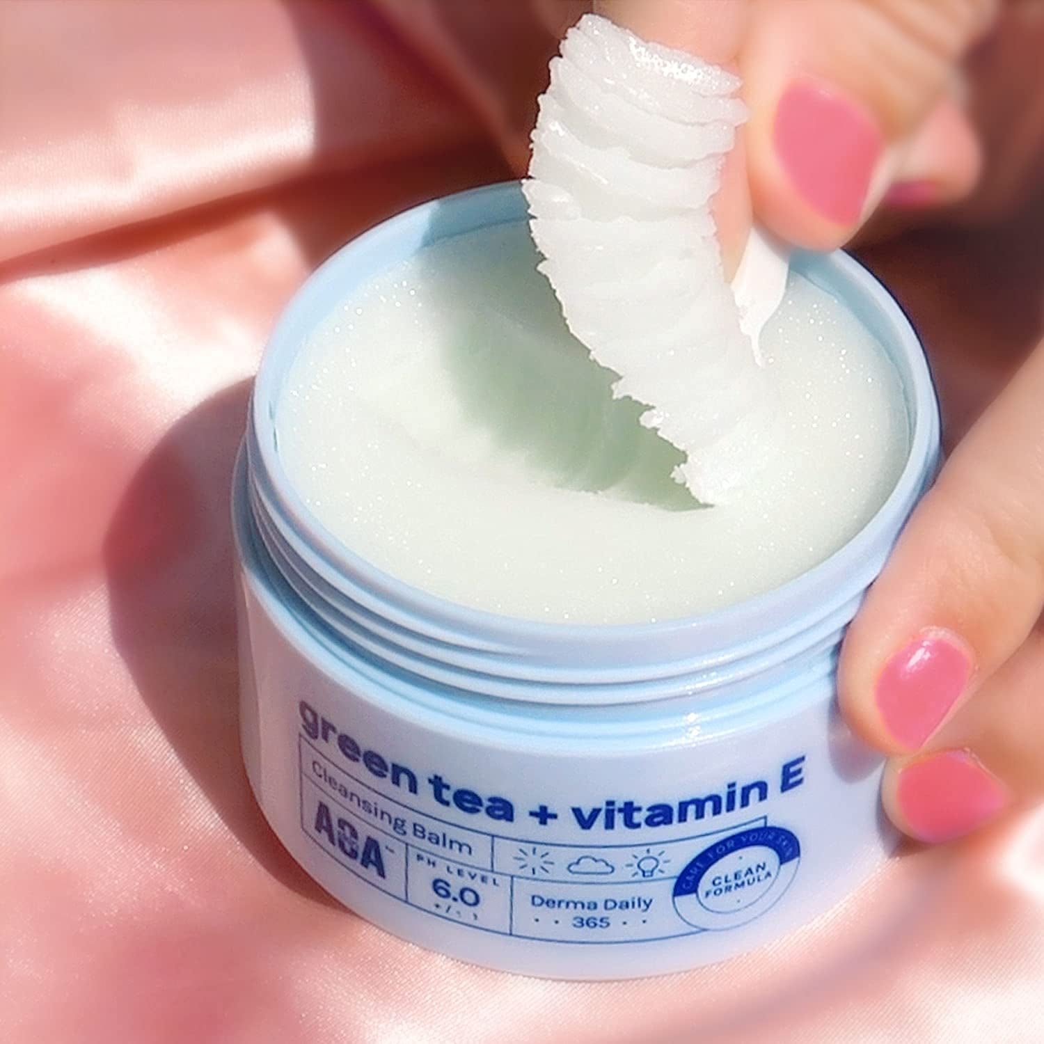 AOA STUDIO Skin Green Tea & Vitamin E Cleansing Balm, Melting Balm to Oil for Makeup Remover, Double Cleansing, Face Wash Cleanser All Skin Type 3.38 Fl Oz, 100 Ml