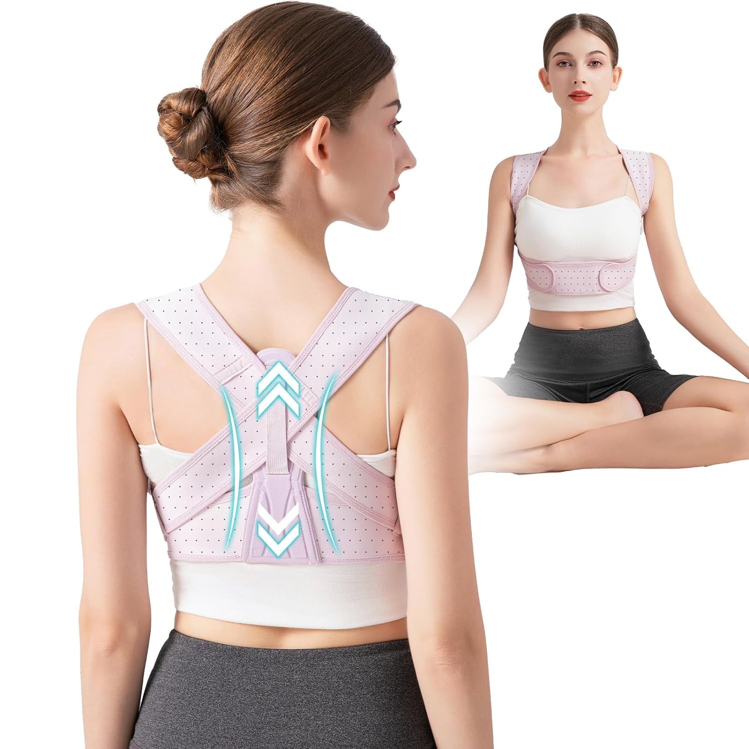 Posture Corrector for Women, Adjustable Back Brace for Posture, Back Posture Corrector Providing Pain Relief from Lumbar, Neck, Shoulder, and Clavicle, Back (S/M Upper Waist 25-36 Inch)