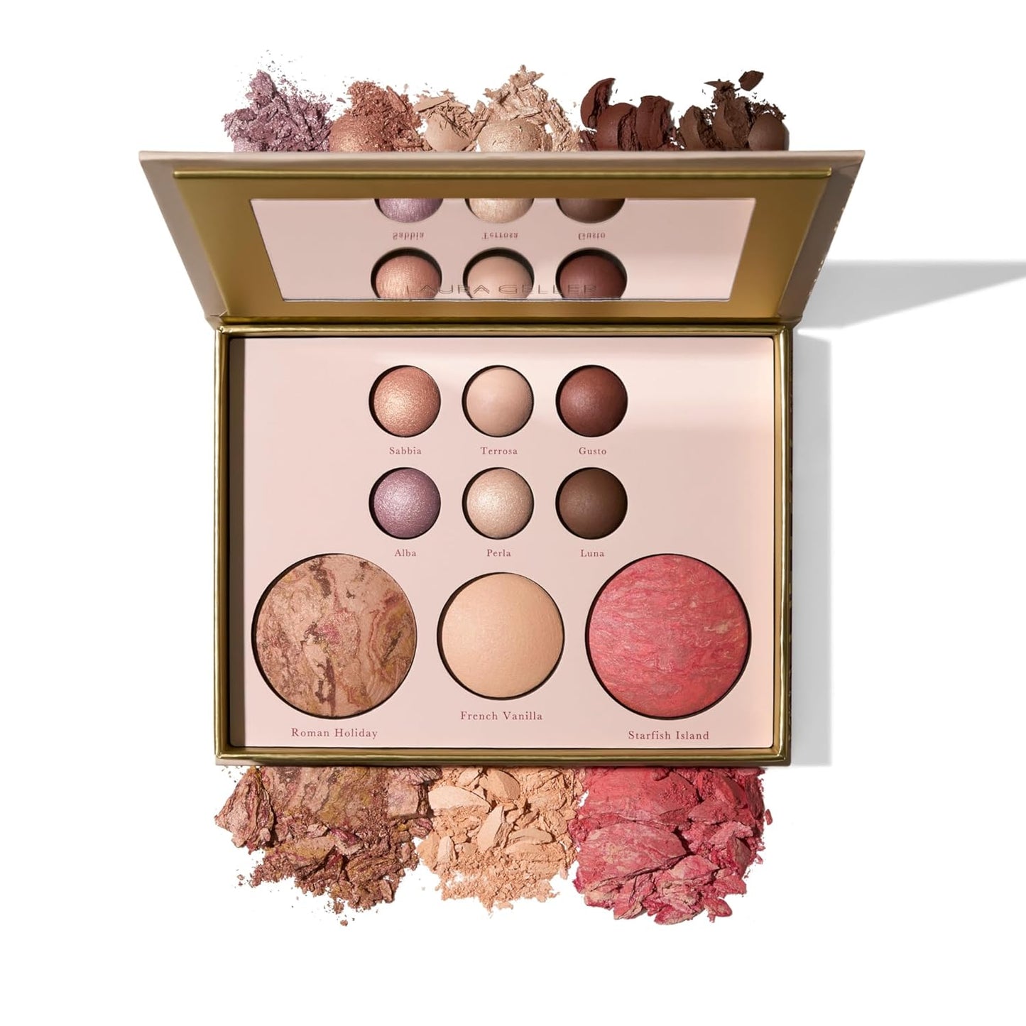 LAURA GELLER NEW YORK the Best of the Best Baked Palette - Full Size - Includes Bronzer, Blush, 2 Highlighters and 3 Eyeshadows - Travel-Friendly