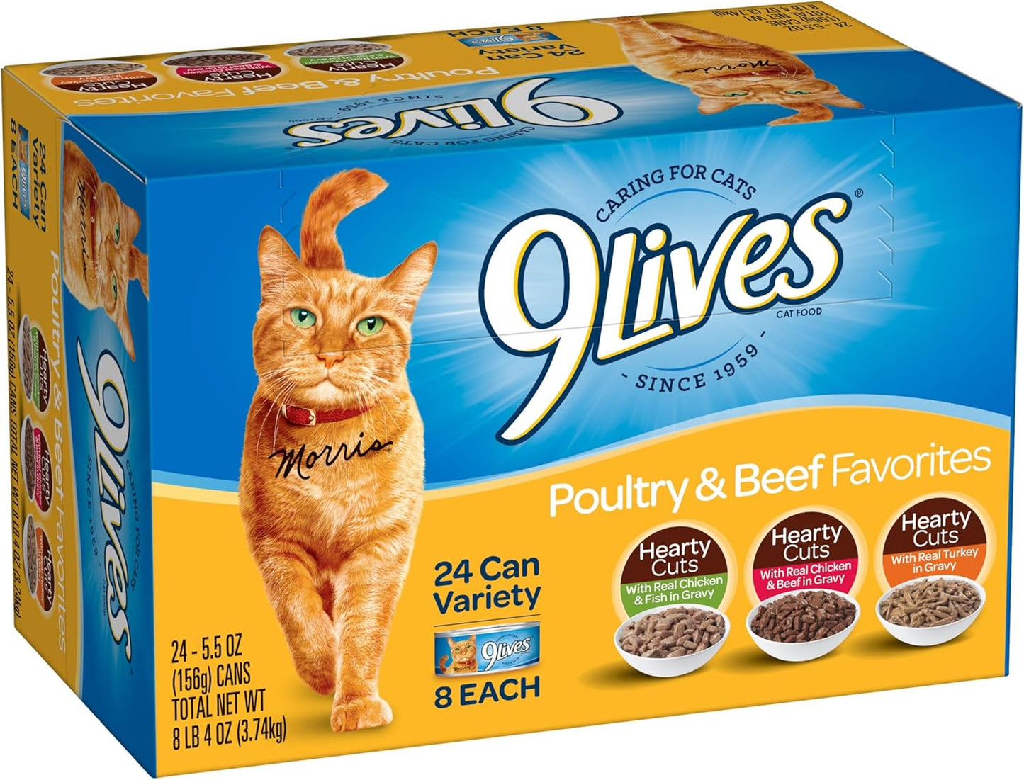 9Lives Poultry and Beef Variety Pack, 5.5 Ounce Can (Pack of 24)